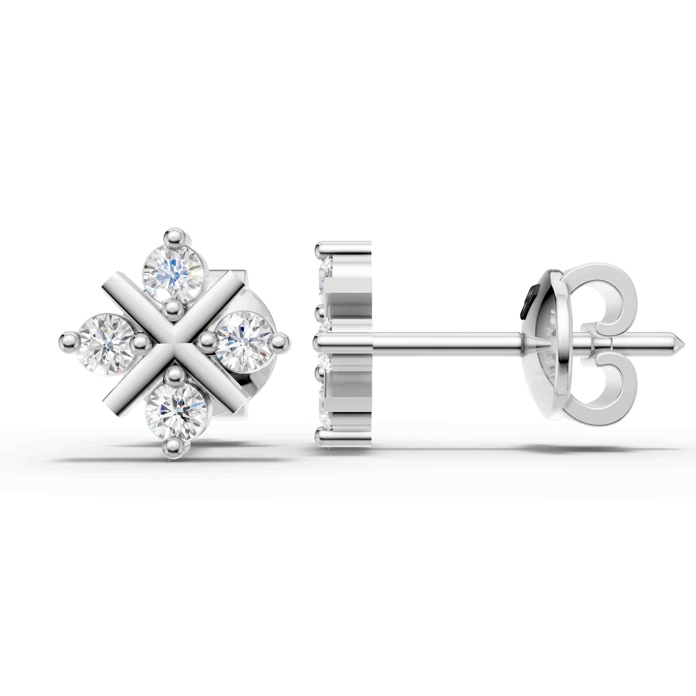 Sparkling Cross Cluster Stud Earrings